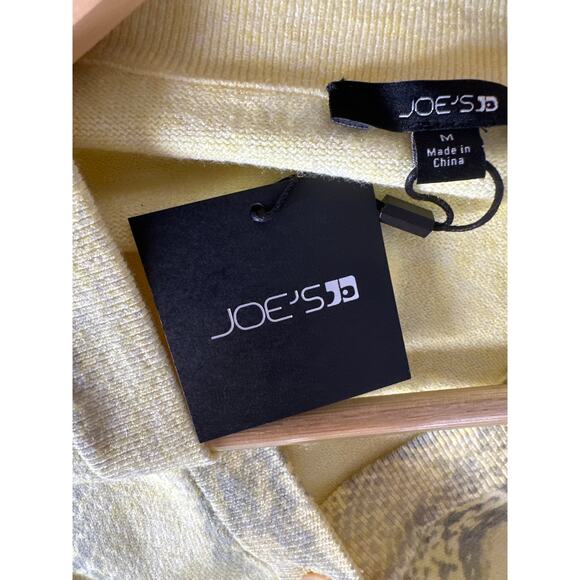 Joe's Snakeskin Cardigan Long Sleeve V-Neck Sweater Wax Yellow NWT Medium - Picture 5 of 7